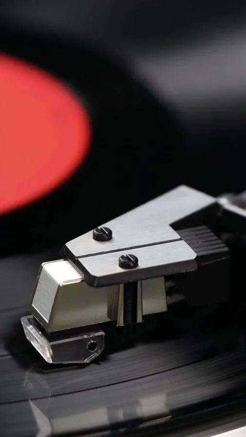 Turntable Needle on Spinning Vinyl Stock Footage 278457329