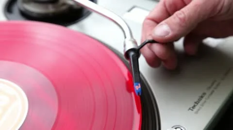 Turntable needle on vinyl record Stock Footage 21019816