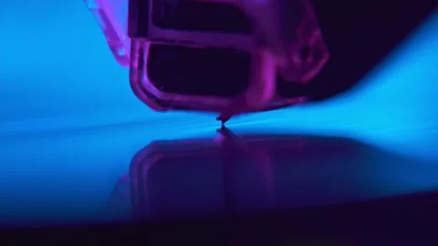 Turntable needle on a vinyl record. Macro shooting. Stock Footage 181888485