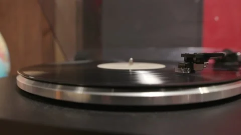 On the turntable is an old vinyl record playing Stock Footage 143715062