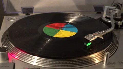 Turntable playing Queen - Vinyl - Slowmotion Stock Footage 135809287