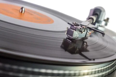 On the turntable playing record Stock Photos