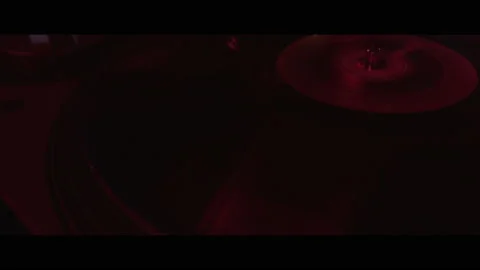 Turntable playing with spinning record //Close up Stock Footage 138837322