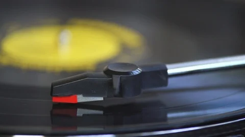 Turntable playing a vinyl record Stock Footage 107705625