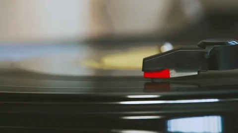 Turntable playing a vinyl record Video stock 107705674
