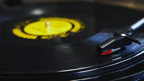 Turntable playing a vinyl record Stock Footage 107705688