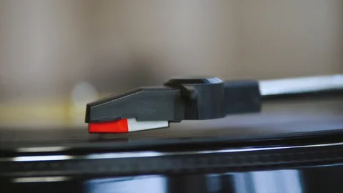 Turntable playing a vinyl record Stock Footage 107705788