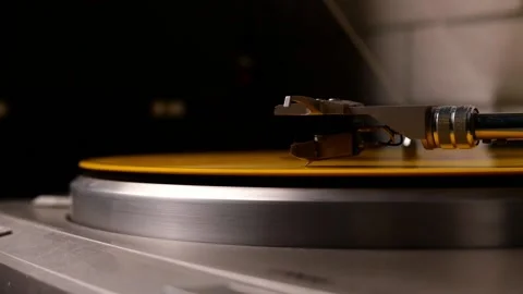 Turntable playing with vinyl record. Stock Footage 229175400