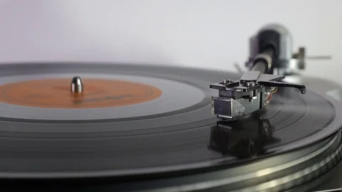 The Turntable plays the disc. The tonearm in the middle Stock Footage 75252479