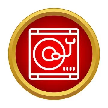 Turntable record player icon design on red circle Stock Illustration