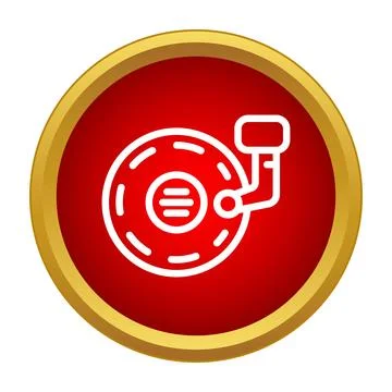 Turntable record player icon playing music in red circle Stock Illustration