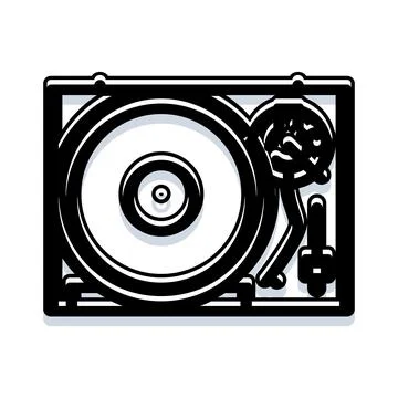 Turntable record player playing vintage analog music Stock Illustration