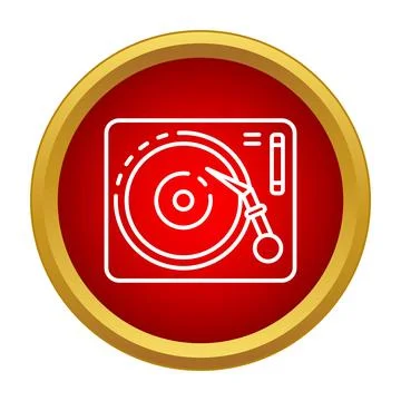Turntable record player playing a vinyl record icon Stock Illustration