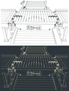 Turntable roller conveyor Stock Illustration