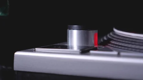 Turntable running strobe light close up Video stock 96613483