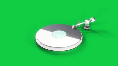 Turntable spinning on start, tonearm tracking inward, glow flickering showing Stock Footage 337887731