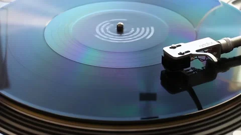 Turntable system, the head shell play on the vinyl Stock Footage 153228619
