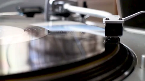 Turntable system, the tone arm play on the vinyl Stock Footage 153228589
