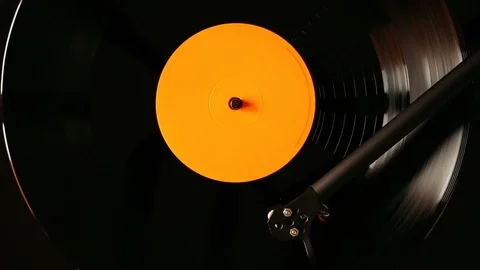Turntable tonearm playing long play record Stock Footage 124362647