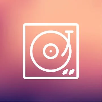 Turntable with vinyl disc thin line icon Stockillustratie