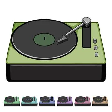 Turntable vinyl player cartoon vector graphic Illustrazione stock