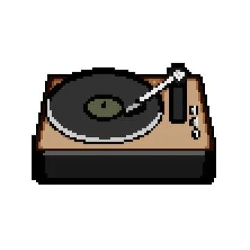 Turntable vinyl player pixel art vector illustration Stock Illustration