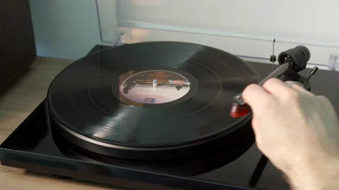 Turntable With A Vinyl Record Video stock 148592285
