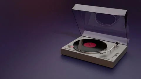 Turntable vinyl record player. 3D Render Stock Footage 253590913