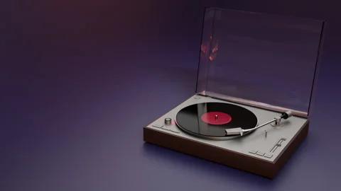 Turntable vinyl record player. 3D Render Stock Footage 253692928