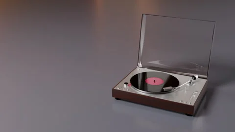 Turntable vinyl record player. 3D Render Stock Footage 253889972