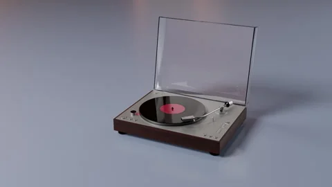 Turntable vinyl record player. 3D Render Stock Footage 253968154