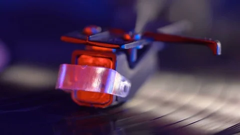Turntable vinyl record player, 4K Stock Footage 85355629
