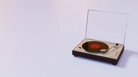 Turntable vinyl record player on a light background. 3D Render Stock Footage 253765969