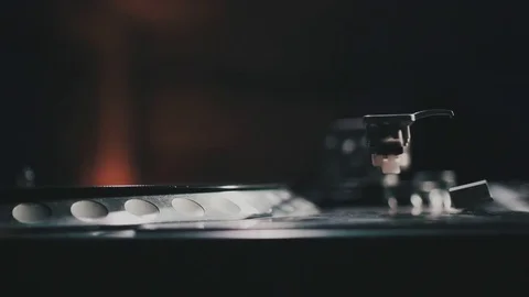 Turntable vinyl record player. Retro audio equipment for disc jockey. Sound Stock Footage 84115037