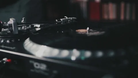 Turntable vinyl record player. Retro audio equipment for disc jockey. Sound Stock Footage 84119327
