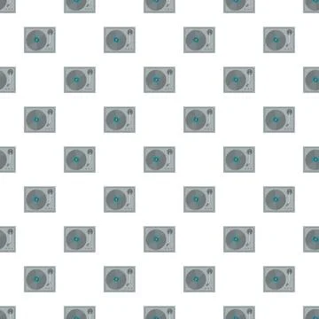 Turntable vinyl record player seamless pattern Stock Illustration