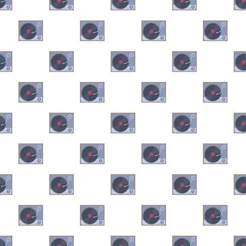 Turntable vinyl record player seamless pattern background Illustrazione stock