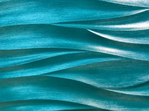 Turquoise 3D interior decorative wall panel with wavy pattern. 스톡 일러스트