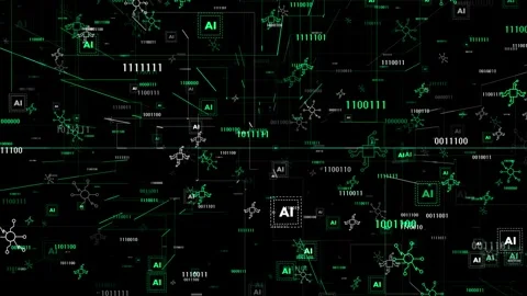 Turquoise 3d technology element artificial intelligence matrix black background Stock Footage 272429197