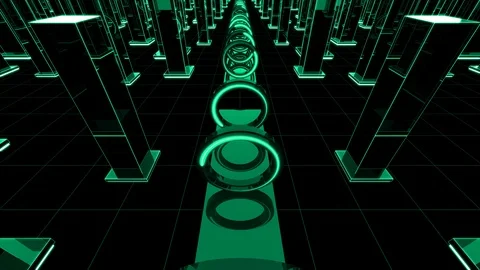 Turquoise 4K resolution technological looped artistic city background endless Video stock 108587425