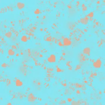 Turquoise abstract background with orange elements and CUTE inscriptions. Stock Illustration