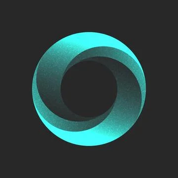 Turquoise abstract circular logo, impossible object of the ring shape with .. Stock Illustration