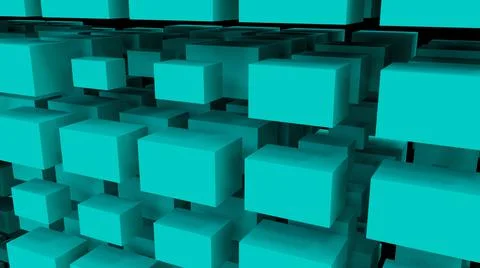 Turquoise abstraction with a large number of rectangular cubes.  Illustrazione stock