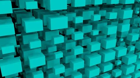 Turquoise abstraction with a large number of rectangular cubes.  Illustrazione stock