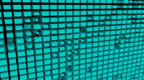 Turquoise abstraction with a large number of rectangular cubes.  Stock Illustration