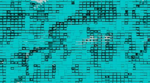 Turquoise abstraction with lots of cubic elements of different sizes.  Stock Illustration