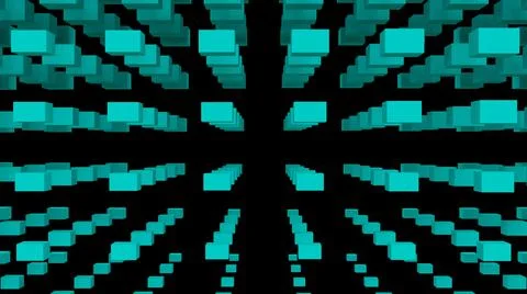 Turquoise abstraction with lots of flying rectangular cubes.  Illustrazione stock