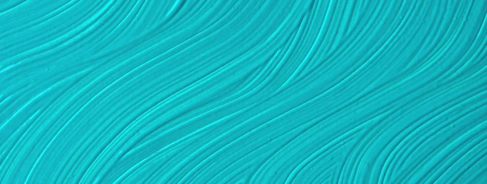 Turquoise acrylic paint texture background with wavy brush strokes and flow.. Illustrazione stock