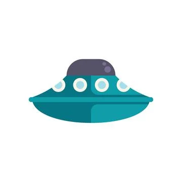 Turquoise alien spaceship flying in the sky Stock Illustration