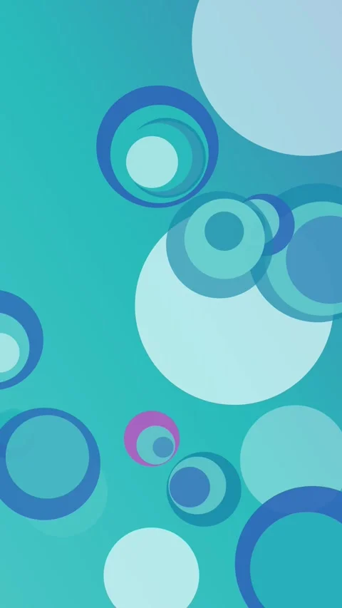 Turquoise and blue circular forms overlap in a tall abstract composition, w.. Stock Footage 348576045